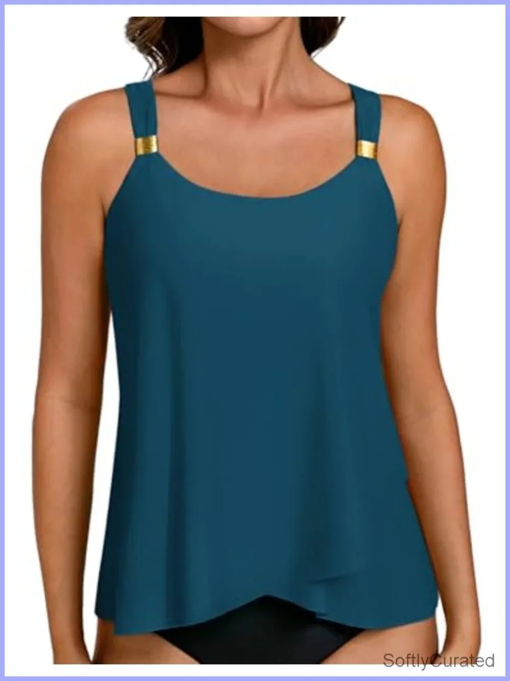 Women Flowy Tankini Top Only Loose Fit Bathing Suit Swim Top Tiered Swimwear
